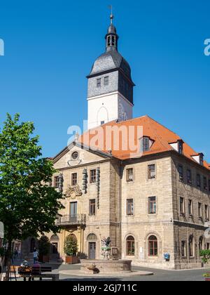 Das Rathaus. Die mittelalterliche Stadt und Therme Bad Langensalza in Thüringen. Deutschland Stockfoto