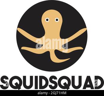 Squid Squad Logo Design Vektor Vorlage Illustration Stock Vektor