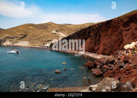 Red Beach in Santorini, Griechenland. Stockfoto