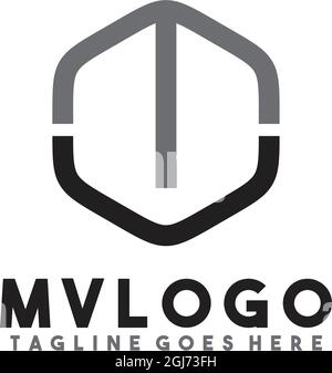 MV Letter Logo Icon Design Vektor Vorlage Illustration Stock Vektor