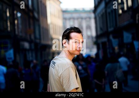 Julian Assange, Gründer von Wikileaks, gesehen hier in Schweden am 13. August 2010. Stockfoto