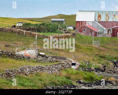 Flatey in Breidafjordur zwischen Westfjorden und Snaefellsnes. Dorf Stykkisholmur auf der Halbinsel Snaefellsnes im Westen Islands. (Nur Für Redaktionelle Zwecke) Stockfoto