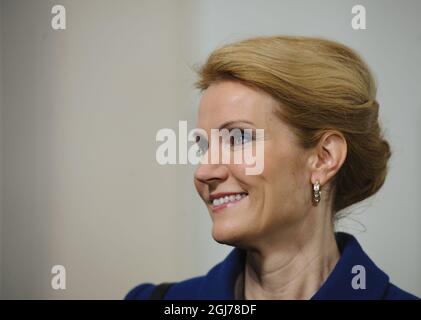 KOPENHAGEN, DÄNEMARK 20120115 die dänische Premierministerin Helle Thorning-Schmidt am Sonntag im Schloss Christianborg. Die dänische Königin Margrethe II feiert an diesem Wochenende ihr 40. Jubiläum. Foto: Henrik Montgomery / SCANPIX Kod: 10060 Stockfoto