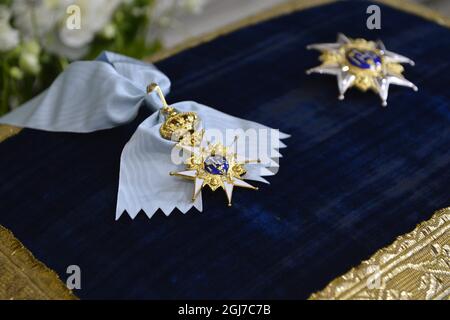 STOCKHOLM 2012-05-22 der Orden der Seraphim für die Taufe von Prinzessin Estelle, der ersten geborenen Tochter von Kronprinzessin Victoria und Prinz Daniel von Schweden, fand am 22. Mai 2012 in der Königlichen Kapelle in Stockholm statt. Foto: Anders Wiklund / SCANPIX / Kod: 10040 Stockfoto