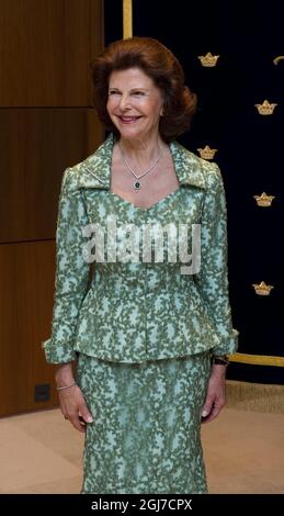 SEOUL 20120531 König Carl Gustaf und Königin Silvia von Schweden luden den den südkoreanischen Präsidenten Lee Myung-bak und seine Frau Kim Yoon-ok zum Abendessen ins Shilla Hotel in Seoul, Südkorea, 31. Mai 2012 ein. Die schwedischen Royals sind auf einem viertägigen Staatsbesuch in Südkorea. Foto Jonas Ekstromer / SCANPIX kod 10030 Stockfoto