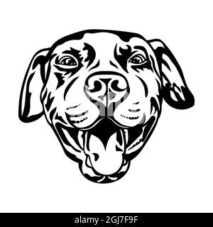 Pitbull Hund, schwarze Silhouette Zeichnung, Vektor-Illustration. Stock Vektor