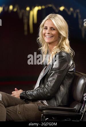 STOCKHOLM 20120906 Ulrika Jonsson, schwedisch-britische Fernsehmoderatorin, ist einer der Gäste in Fredrik Skavlans TV-Show. Foto: Tommy Pedersen / XP / SCANPIX / Kod: 8518 Stockfoto