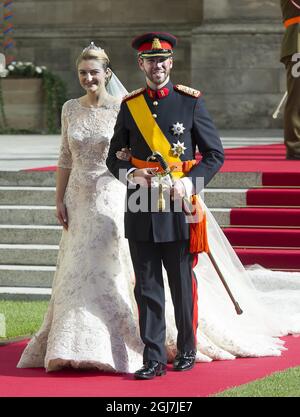 LUXEMBURG 20121020 die Hochzeit von Kronprinz Guillaume von Luxemburg und der belgischen Gräfin Stephanie de Lannoy am 20. Oktober 2012 in Luxemburg. Foto Jonas Ekströmer / SCANPIX kod 10030 Stockfoto