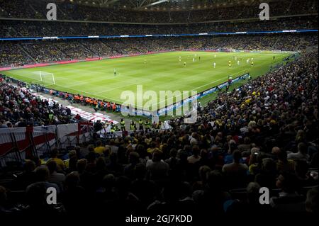 Allgemeine Ansicht von den Tribünen während des Freundschaftsspiels Schweden gegen England im neuen Nationalstadion „Friends Arena“ in Stockholm, Schweden Stockfoto