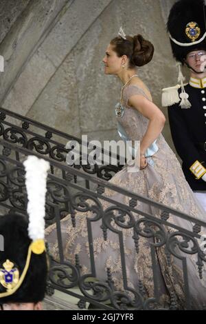 STOCKHOLM 20130608 Kronprinzessin Victoria von Schwedenl kommt zur Hochzeit von Prinzessin Madeleine von Schweden und Herrn Christopher OÂ’Neill, die am Samstag, den 8. Juni 2013 in der Königlichen Kapelle im Königlichen Palast von Stockholm stattfand. Foto: Leif R Jansson / SCANPIX / kod 10020 Stockfoto