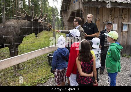 STOCKHOLM 20130813 Prinz Daniel wird bei einem Besuch in einem Sommerlager in seiner Heimatstadt Ockelbo, Schweden, am 13. August 2013 mit Jugendlichen gesehen. Foto: Suvad Mrkonjic / XP / SCANPIX / kod 7116 ** OUT SWEDEN OUT** Stockfoto