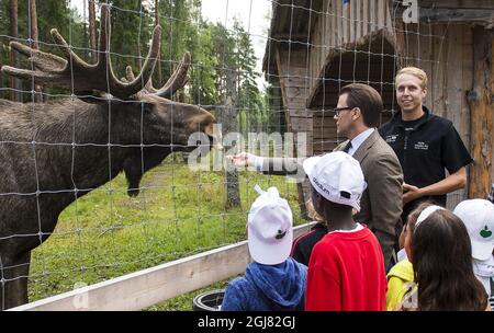 STOCKHOLM 20130813 Prinz Daniel wird bei einem Besuch in einem Sommerlager in seiner Heimatstadt Ockelbo, Schweden, am 13. August 2013 mit Jugendlichen gesehen. Foto: Suvad Mrkonjic / XP / SCANPIX / kod 7116 ** OUT SWEDEN OUT** Stockfoto