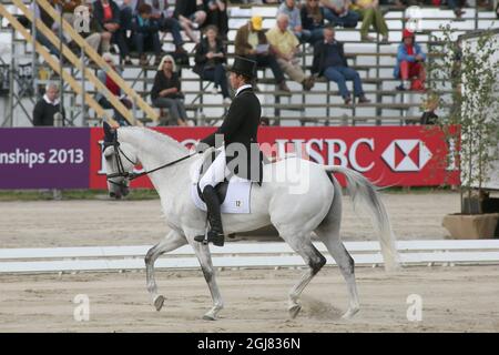 MALMO 2013-08-29 Dag Albert von Schweden reitet das Pferd Tubber Rebel während des Dressurwettbewerbs bei der FEI European Championships Eventing in Malmo, Schweden, am 29. August 2013. Foto: Roland Thunholm / SCANPIX / Code 71830 Stockfoto