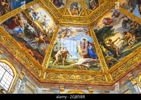 Adam, Eva und Gott Gemälde in der, Medici-Kapelle, Basilika von San Lorenzo, Florenz, Italien. Stockfoto