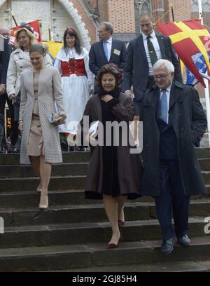 UPPSALEN 2013-09-24 Königin Silvia und Kronprinzessin Victoria nehmen an der Eröffnung der Generalsynode in der Kathedrale von Uppsalen Teil. Foto: Bertil Enevag Ericson / TT / kod 10000 Stockfoto