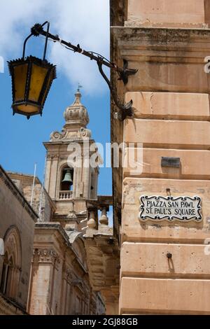 Europa, Malta, Mdina. Historische St. Paul's Square (aka Pjazza San Pawl). Stockfoto