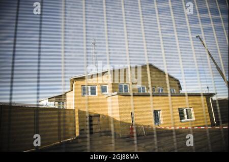 KUMLA 20081126 : Vorschau auf den Bau der neuen Sicherheitseinheit im Gefängnis in Kumla. Die Kumla Gefängnisanstalt ist Schwedens am meisten bewachtes Gefängnis und das Gefängnis mit den schwersten Zirminalen in Schweden. Stockfoto