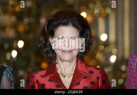 STOCKHOLM 2013-12-18 Königin Silvia während ihres 70. Geburtstags-Empfangs im Königlichen Palast in Stockholm, Schweden, am 18. Dezember 2013. Foto: Janerik Henriksson / TT / Kod 10010 Stockfoto
