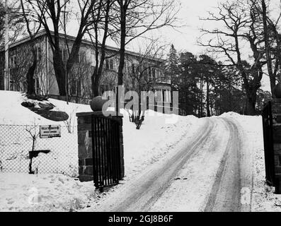 STOCKHOLM 2014-01-29 Datei Dateibild der Villa Solbacken in Stockholm, Schweden 1999. Laut einigen schwedischen Medien ist dies die zukünftige Heimat von Prinz Carl Philip und seiner Freundin Sofia Hellqvist. Es war die vorhergezeigte Heimat des verstorbenen Prinzen Bertil und Prinzessin Lilian. /Originalunterschrift ARKIV -19620227-Villa Solbacken. Foto:Jan Holmlund Kod: 18 COPYRIGHT SCANPIX SWEDEN Stockfoto