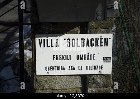 STOCKHOLM 2014-01-29 Datei Dateibild der Villa Solbacken in Stockholm, Schweden 1999. Laut einigen schwedischen Medien ist dies die zukünftige Heimat von Prinz Carl Philip und seiner Freundin Sofia Hellqvist. Es war die vorhergezeigte Heimat des verstorbenen Prinzen Bertil und Prinzessin Lilian. /Originalunterschrift STOCKHOLM 20130311 Prinsessan Lilians bostad Villa Solbacken pa Djurgarden Star nu tom efter hennes bortgang. Prins Carl Philip ager fastigheten som han arvde AV prins Bertil. Foto: Leo SellÃ©n / SCANPIX / Kod 11350 Stockfoto