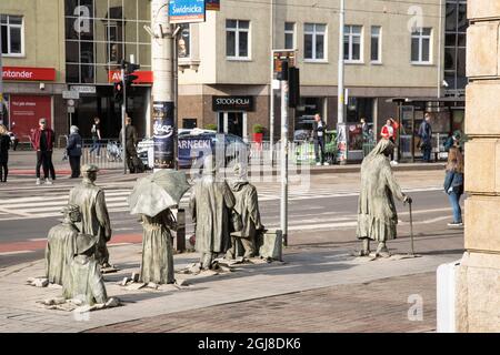 Zahlen symbolisieren das Wiederauftauchen des polnischen Volkes nach der deutschen Niederlage im Zweiten Weltkrieg. Stockfoto