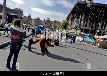 KIEW 2014-05-07 Straßenszene auf dem Maidan-Nezalezhnosti-Platz in Kiew Ukraine, 7. Mai 2014 Foto: Adam Ihse / TT / Kod 9200 Stockfoto