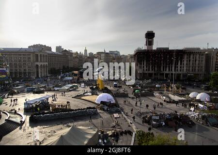 KIEW 2014-05-07 Straßenszene auf dem Maidan-Nezalezhnosti-Platz in Kiew Ukraine, 7. Mai 2014 Foto: Adam Ihse / TT / Kod 9200 Stockfoto