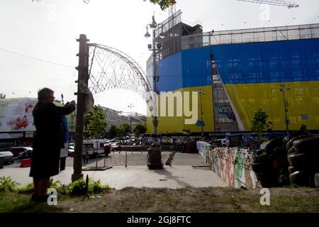 KIEW 2014-05-07 Straßenszene auf dem Maidan-Nezalezhnosti-Platz in Kiew Ukraine, 7. Mai 2014 Foto: Adam Ihse / TT / Kod 9200 Stockfoto