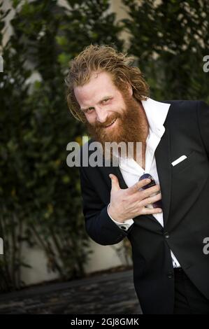 CANNES 2014-05-18 der norwegische Schauspieler Kristofer Hivju wird während einer Fotosession während der Filmfestspiele von Cannes am 18. Mai 2014 in Frankreich gesehen. Hivju spielt OstlundÂ´s dem Film Â „Force Majeure“ des schwedischen Regisseurs Ruben, der während des Festivals in der Sektion „UN Certain Regard“ gegeneinander antreten wird. Foto Pontus Lundahl / TT / kod 10050 Stockfoto