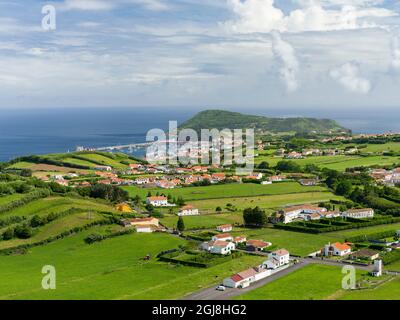Horta, die Hauptstadt von Faial. Faial Island, eine Insel auf den Azoren im Atlantischen Ozean. Die Azoren sind eine autonome Region Portugals. Stockfoto