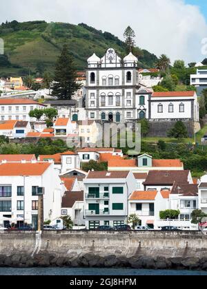 Horta, die Hauptstadt von Faial. Faial Island, eine Insel auf den Azoren im Atlantischen Ozean. Die Azoren sind eine autonome Region Portugals. Stockfoto