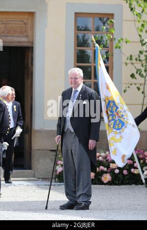 STOCKHOLM 20140608 Prinz Andreas von Sachsen-Coburgh Gotha, der Pate von Prinzessin Madeleine, kommt zur Taufe von Prinzessin Leonore in der Königlichen Schlosskapelle Drottningholm bei Stockholm, Schweden 8. Juni 2014. Foto Henrik Montgomery / TT / kod 10000 Stockfoto