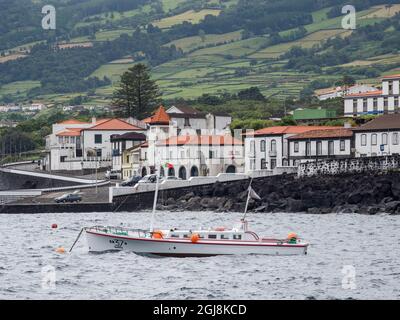 Stadt Sao Roque do Pico. Pico Island, eine Insel auf den Azoren im Atlantischen Ozean. Die Azoren sind eine autonome Region Portugals. Stockfoto