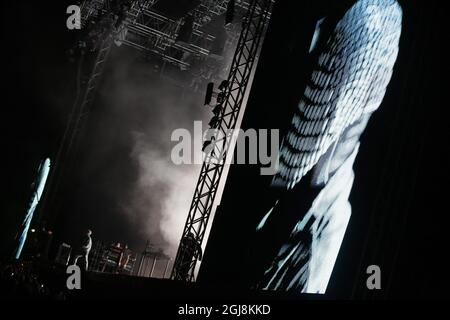 NORRKOPING 2014-06-28 Kanye West auf der Bühne am letzten Tag des Bravalla Festivals in Norrkoping, Schweden. Foto: Fredrik Persson / TT / kod 75906 Stockfoto