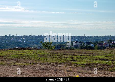 Atemberaubender Blick auf das Dorf, aufgenommen mit einer Kamera in Moldau Stockfoto