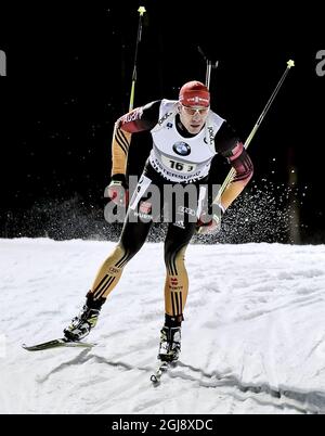 Arnd Peiffer aus Deutschland im Einsatz während des IBU-Weltcup-Biathlon-Mixed 2x6+2x7.5-Staffel am 30. November 2014 in Ostersund, Schweden. Pto: Robert Henriksson / TT / Kod 200 Stockfoto