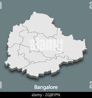 3d isometrische Karte von Bangalore ist eine Stadt von Indien, Vektor-Illustration Stock Vektor