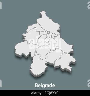 3d isometrische Karte von Belgrad ist eine Stadt von Serbien, Vektor-Illustration Stock Vektor