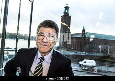 STOCKHOLM 2015-01-09 Jeffrey Sachs, Ökonom und Professor an der Columbia University in New York und Direktor des Earth Institute der Universität Foto: Lars Pehrson / SVD / TT / Kod 30152 Stockfoto