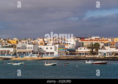 Spanien, Kanarische Inseln, Fuerteventura, Corralejo, Fisherman's Quarter by Playa Muelle Chico Stockfoto