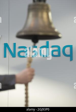 STOCKHOLM 2015-03-11 *for You Files* The Bell of the Stockholm Stock Exchange, NASDAQ, OMX Group in Stockholm, Schweden. 13. März 2015. Foto: Fredrik Sandberg / TT / Kod 10180 Stockfoto