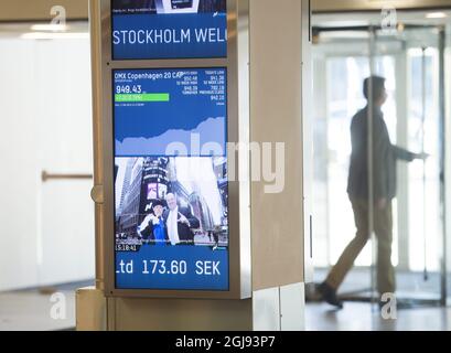 STOCKHOLM 2015-03-11 *for You Files* Interior der Stockholmer Börse, NASDAQ, OMX Group in Stockholm, Schweden. 13. März 2015. Foto: Fredrik Sandberg / TT / Kod 10180 Stockfoto