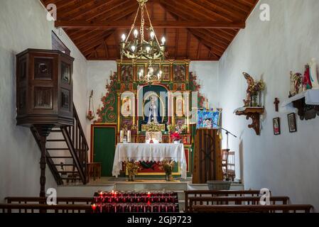 Spanien, Kanarische Inseln, Teneriffa, Masca, Ermita de la Immaculada Concepcion Kirche, innere Stockfoto