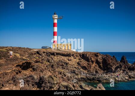 Spanien, Kanarische Inseln, Teneriffa, Guia de Isora, Faro de Punta de Abona Leuchtturm Stockfoto