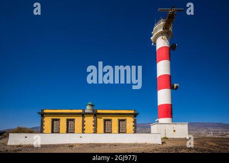 Spanien, Kanarische Inseln, Teneriffa, Guia de Isora, Faro de Punta de Abona Leuchtturm Stockfoto