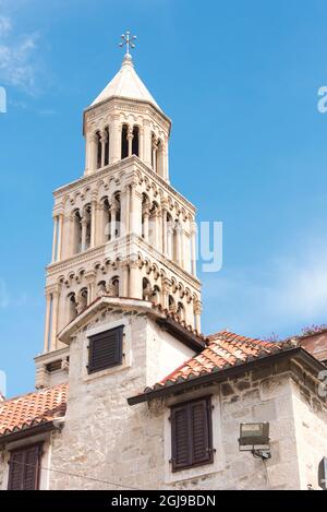 Kroatien, Split. Glockenturm der Kathedrale St. Domnius. Stockfoto
