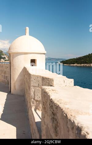 Kroatien, Dubrovnik. Aussichtsturm an der Wand. Stockfoto