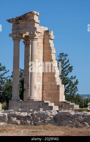 Zypern, Limassol, aka Lemesos. Kourion, Tempel des Apollo Hylates, spätklassizistische oder frühhellenistische Zeit, archaischer Tempel. Stockfoto