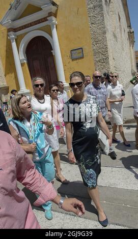 CARTAGENA 20151021 Kronprinzessin Victoria und Prinz Daniel bei einer Führung in Cartagena i Kolumbien Mittwoch, 21. Oktober 2015 Foto Jonas Ekstromer / TT / kod 10030 Stockfoto