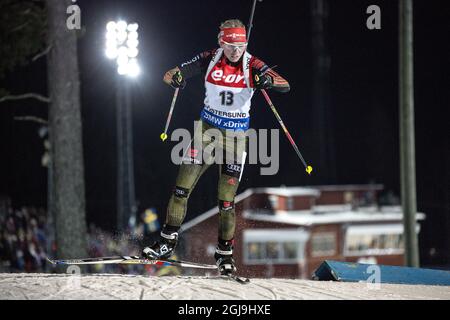 OSTERSUND 2015-12-03 Franziska Hildebrand aus Deutschland beim Einzelwettbewerb der Frauen über 15 km beim IBU Biathlon World Cup in Ostersund, Schweden, am 3. Dezember 2015. Foto: Christine Olsson / TT / ** SCHWEDEN AUS ** Stockfoto